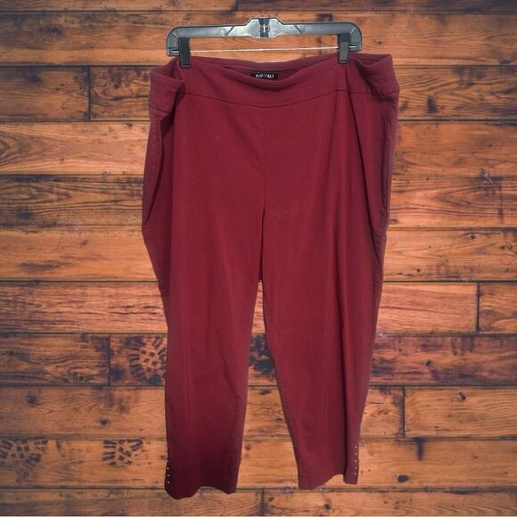 5 for $25🔥Roz & Ali Maroon Studded Pull On Jegging Pants Size 22 - Picture 1 of 6